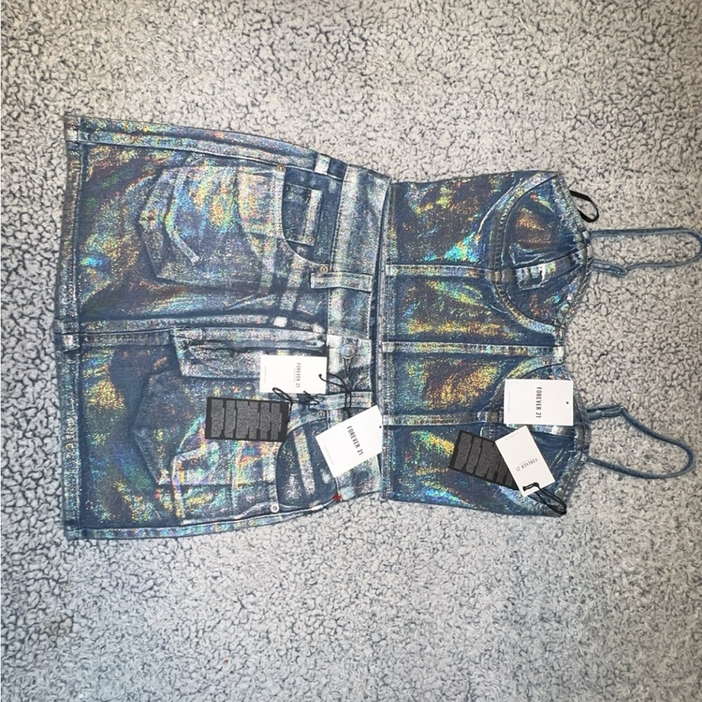 Forever 21 sparkly denim set